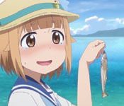 hina catching a fish